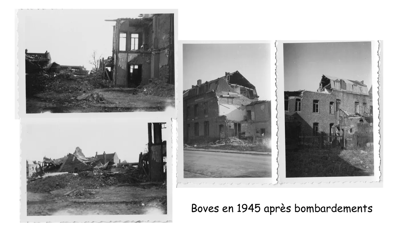 Boves en 1945, après les bombardements